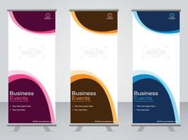 Business banner roll up set  standee banner template. vector