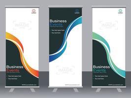 Business banner roll up set  standee banner template. vector