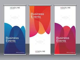 Business banner roll up set standee banner template. vector