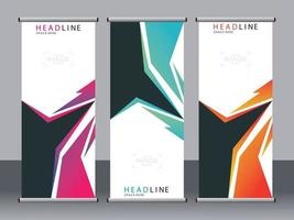 Business banner roll up set standee banner template. vector