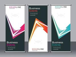 Business banner roll up set standee banner template. vector