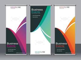 Business banner roll up set standee banner template. vector