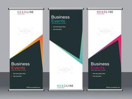 Business banner roll up set standee banner template. vector