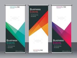 Business banner roll up set standee banner template. vector