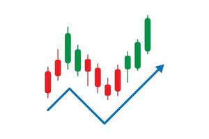 binary options. Green and red candles. Trade. Candlestick chart with an ascending movement on a white background. vector illustration.
