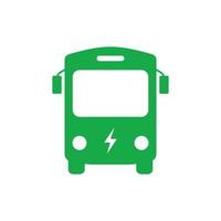 Electro Bus Silhouette Green Icon. Electric Shuttle Pictogram. Alternative Eco Hybrid Transportation Icon. Electronic Ecology Symbol. Ecological Vehicle Transport Sign. Isolated Vector Illustration.