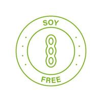 icono verde de línea libre de soja. etiqueta de soja. sin símbolo de producto alimenticio para alergias. frijol de soja libre, signo de leguminosas. logotipo de edamame gratis. sello de nutrición de dieta natural saludable. ilustración vectorial aislada. vector