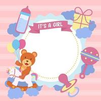 Its a Girl Born Day Background Template vector