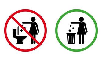 Forbidden Drop Rubbish Silhouette Sign. Please Keep Clean Sticker. Warning Throw Waste to Basket. Allowed Throw Litter, Garbage in Bin Icon. Caution No Dump. Isolated Vector Illustration.