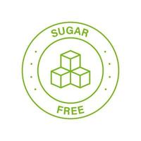 Sugar Free Green Circle Stamp. Zero Glucose Guarantee Line Icon. Food No Added Sugar Label. Diabetic Product Free Sugar Symbol. 100 Percent Zero Sweet Outline Logo. Isolated Vector Illustration.
