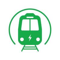 Metro Station Green Silhouette Sign. Subway Train in Front View Eco Transport Glyph Pictogram. Symbol of Underground Station Electric Ecology Transportation. Isolated Vector Illustration.