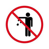 Do Not Throw Trash Glyph Pictogram. Forbidden Drop Rubbish Silhouette Icon. Caution Please Keep Clean, Not Waste. Warning Please Drop Litter in Bin Sticker. Isolated Vector Illustration.