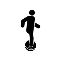 Electric Unicycle Black Silhouette Icon. Man on Monocycle Activity Healthy Urban Transport Glyph Pictogram. Active Electro Power Battery Monowheel Flat Symbol. Isolated Vector Illustration.