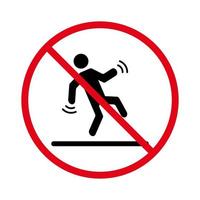 Caution Sign Slippery Floor Black Silhouette Icon. Attention Danger Wet Surface Pictogram. People Beware Accident Red Stop Circle Symbol. Warning Fall Risk. Isolated Vector Illustration.