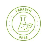 Paraben Chemical Free Green Circle Stamp. No Preservative, Safety Bio Product Line Icon. Free Plastic Eco Organic Cosmetic Label. Quality Food Symbol. Paraben Free Logo. Isolated Vector Illustration.