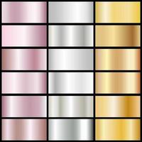 un conjunto de texturas holográficas hechas de láminas de oro, plata y rosa. gráficos vectoriales de patrones de arco iris brillantes. vector