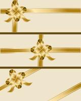 Golden gradient ribbon for gift wrapped in 3 styles vector