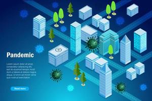 la pandemia de virus se propaga en el mapa de calles de la ciudad con el mapa de construcción de la ciudad. covid19 coronavirus y concepto de invasión pandémica del virus de la viruela del mono. vector