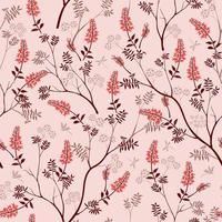 Beautiful seamless pattern with hand drawn red wild flowers on pastel background vector