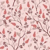 Beautiful seamless pattern with hand drawn red wild flowers on pastel background vector