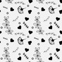 Seamless flower doodle pattern vector on gray background