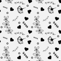 Seamless flower doodle pattern vector on gray background