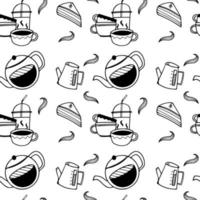 café de patrones sin fisuras doodle vector diseño