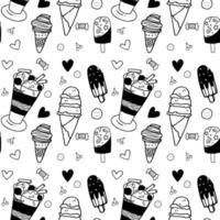 Ice cream seamless pattern doodle line vector background