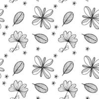 Seamless flower doodle pattern vector on gray background