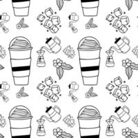 café de patrones sin fisuras doodle vector diseño