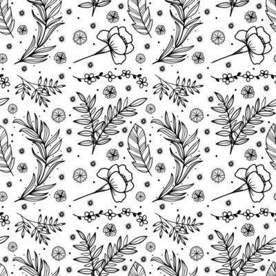 Seamless flower doodle pattern vector on gray background