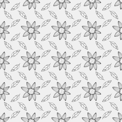 Seamless flower doodle pattern vector on gray background