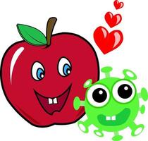 virus del amor de manzana vector
