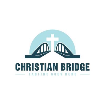 christian religious bridge illustration logo design