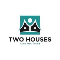 two houses illustration logo design with letter MY vector