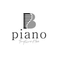 diseño de logotipo de ilustración de instrumento musical de piano con letra pb vector