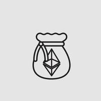 icono de vector ethereum eth aislado en blanco. conjunto de logotipos. diseño de logotipo de criptomoneda. logotipo de moneda. símbolo de dinero digital.