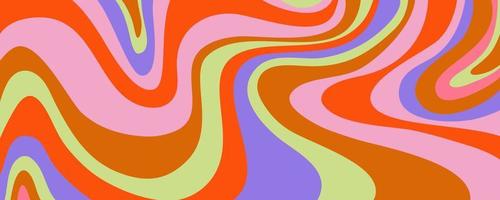 Grioovy psychedelic wave background for banner design. Retro 60s 70s psychedelic pattern. Modern wave retro abstract design. Rainbow 60s, 70s, hippie vector