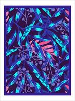 Canvas tropical neon jungle. Summer botanical wallpaper. Botanical jungle. Abstract art background vector. Tropical foliage art background vector. Poster floral neon. vector