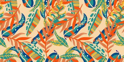 patrón estético boho jungle sin fisuras para el diseño de impresión. fondo floral tropical botánico boho. patrón de selva floral exótico moderno. textura geométrica. diseño de impresión. vector