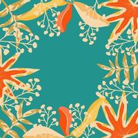 Abstract aesthetic background boho jungle with tropical leaves. Boho jungle in modern style. Ethnic leaf floral background art. Contemporary hand drawn flat design. Abstract tropical art vector