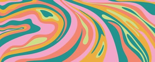 Grioovy psychedelic wave background for banner design. Retro 60s 70s psychedelic pattern. Modern wave retro abstract design. Rainbow 60s, 70s, hippie vector