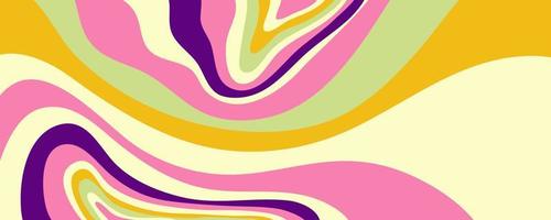 Grioovy psychedelic wave background for banner design. Retro 60s 70s psychedelic pattern. Modern wave retro abstract design. Rainbow 60s, 70s, hippie vector. vector