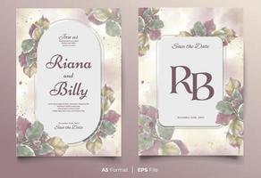 Watercolor wedding invitation template with colorful flower ornament