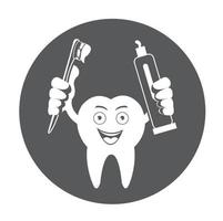 Cartoon Smiling tooth icon vector
