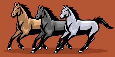 caballos corriendo mascota vector