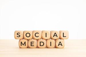 Social Media words on wooden block shape. Copy space photo