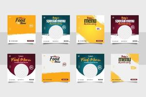 Food social media promotion and food banner set post design template vector