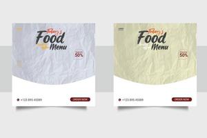 Delicious  food menu social media banner template vector