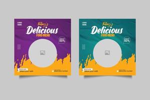 Super delicious food social media   post design template vector